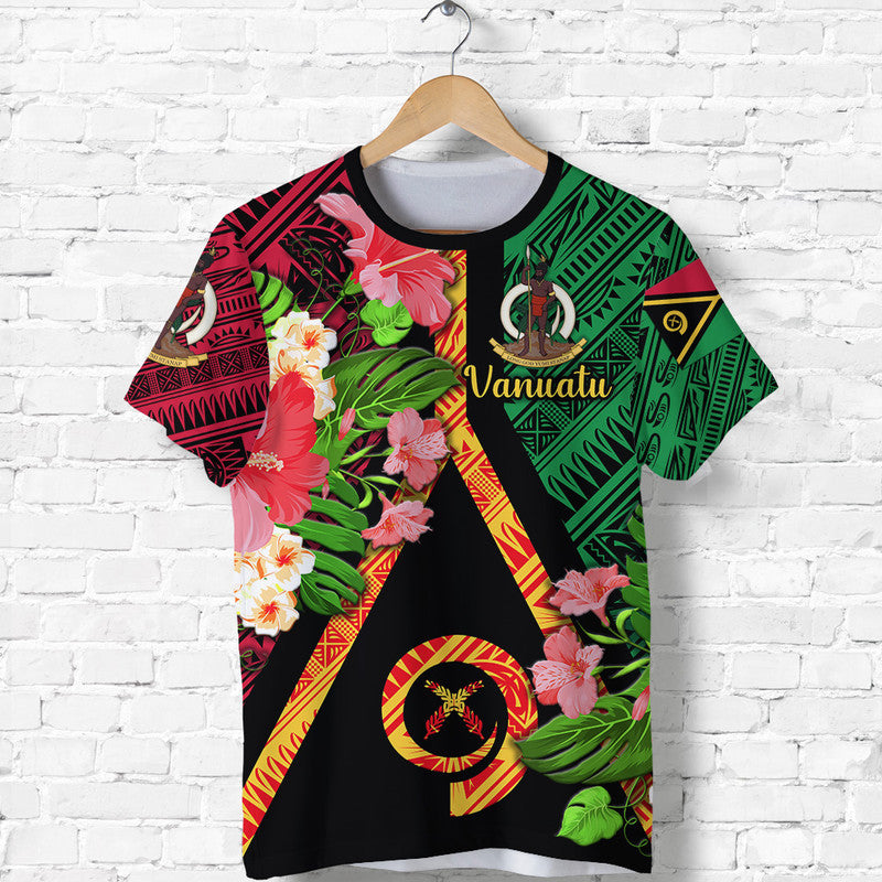 Custom Vanuatu T Shirt Independence Be Proud Vanuatu Flag LT8 Black - Polynesian Pride