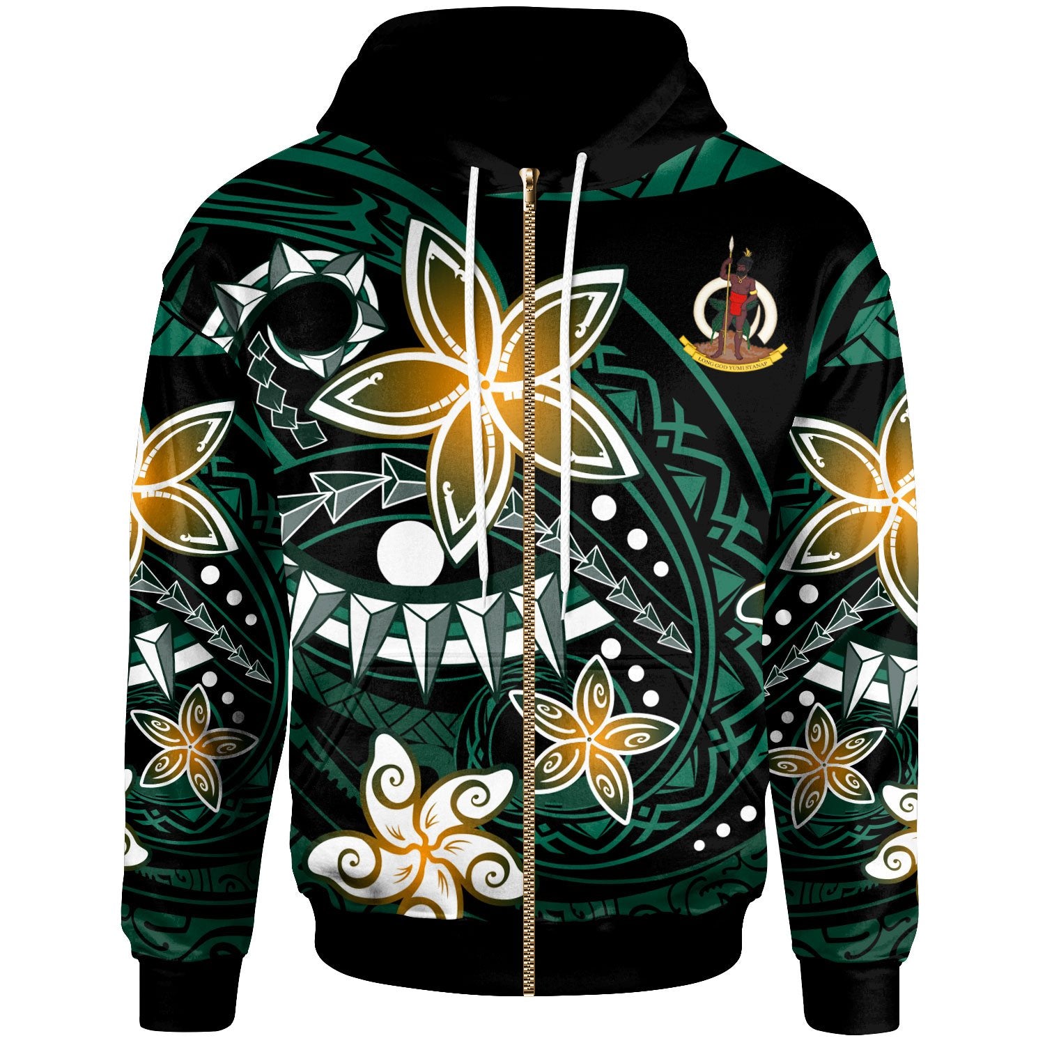 Vanuatu Zip Hoodie Spring Style Black Color Unisex Black - Polynesian Pride