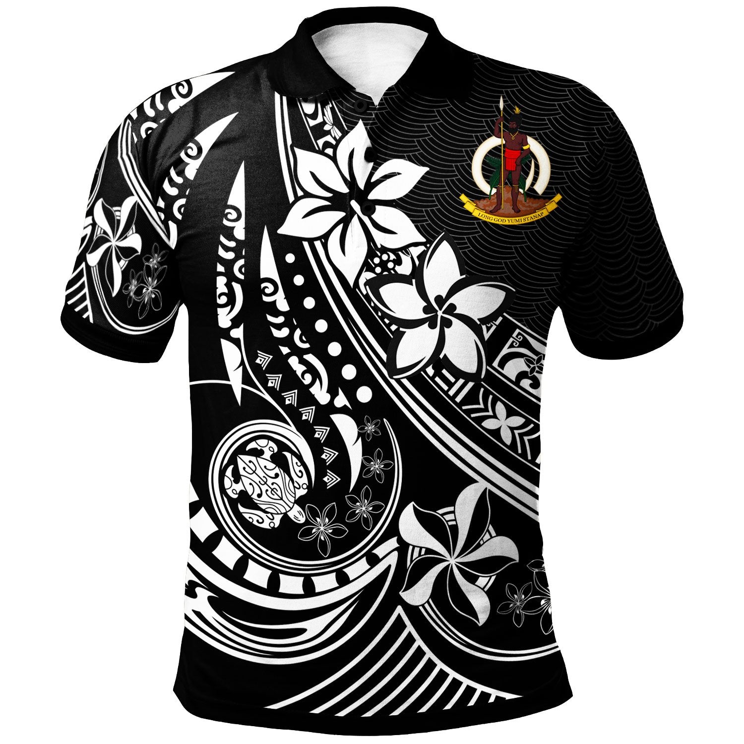 Vanuatu Polo Shirt The Flow Of The Ocean Unisex Black - Polynesian Pride