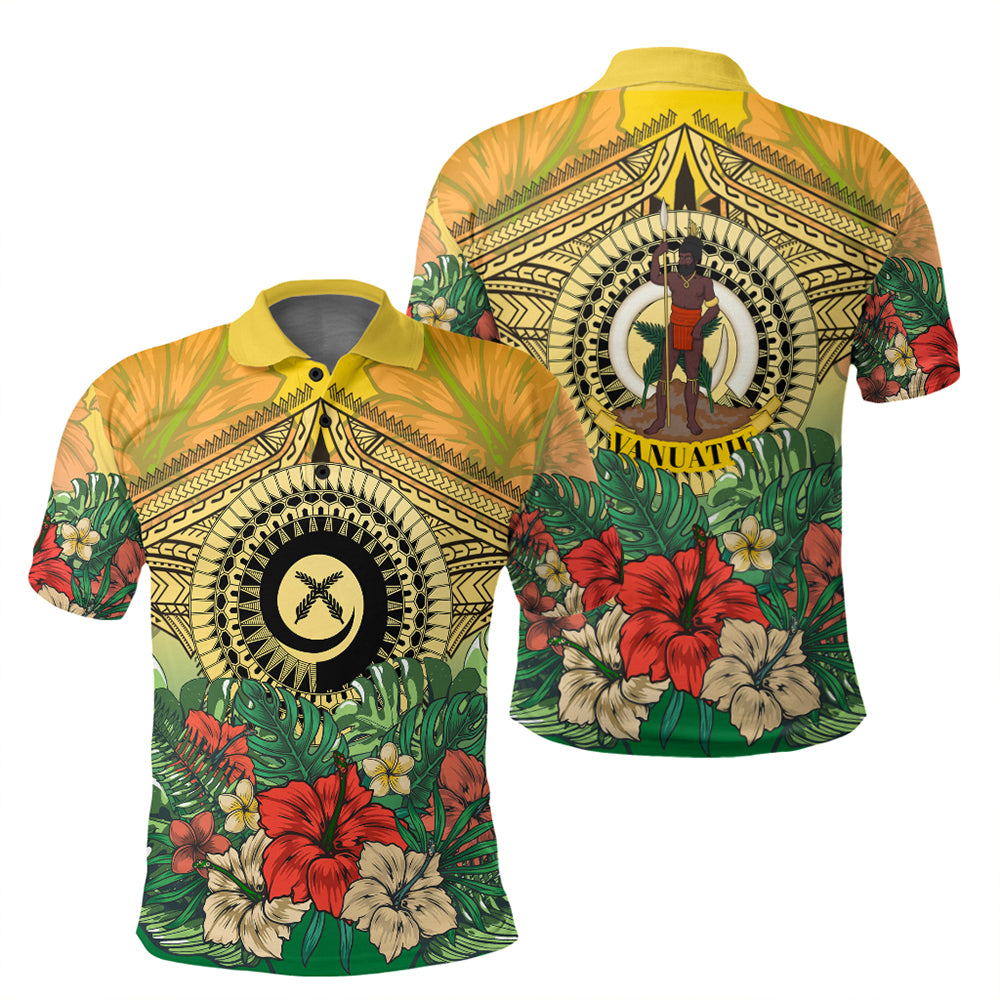 Vanuatu Polynesian Hibiscus Polo Shirt LT10 Yellow - Polynesian Pride