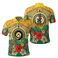 Vanuatu Polynesian Hibiscus Polo Shirt LT10 Yellow - Polynesian Pride