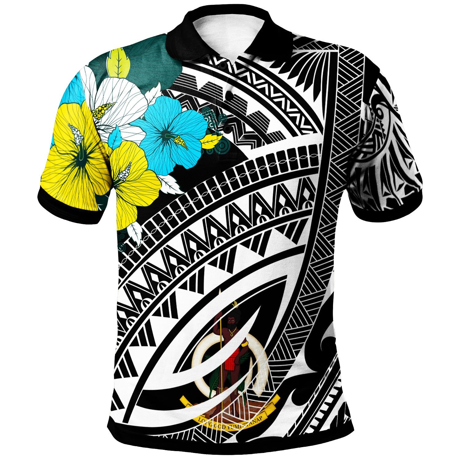 Vanuatu Polo Shirt Polynesian Pattern Black Color Unisex Black - Polynesian Pride