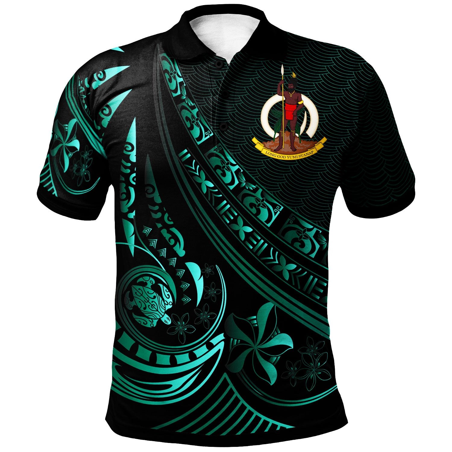 Vanuatu Polo Shirt The Flow Of The Ocean Green Unisex Green - Polynesian Pride