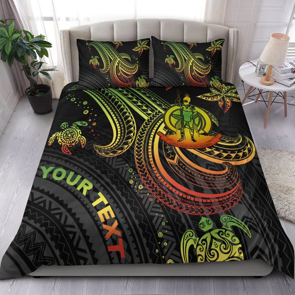 Vanuatu Custom Personalised Bedding Set - Reggae Turtle Reggae - Polynesian Pride