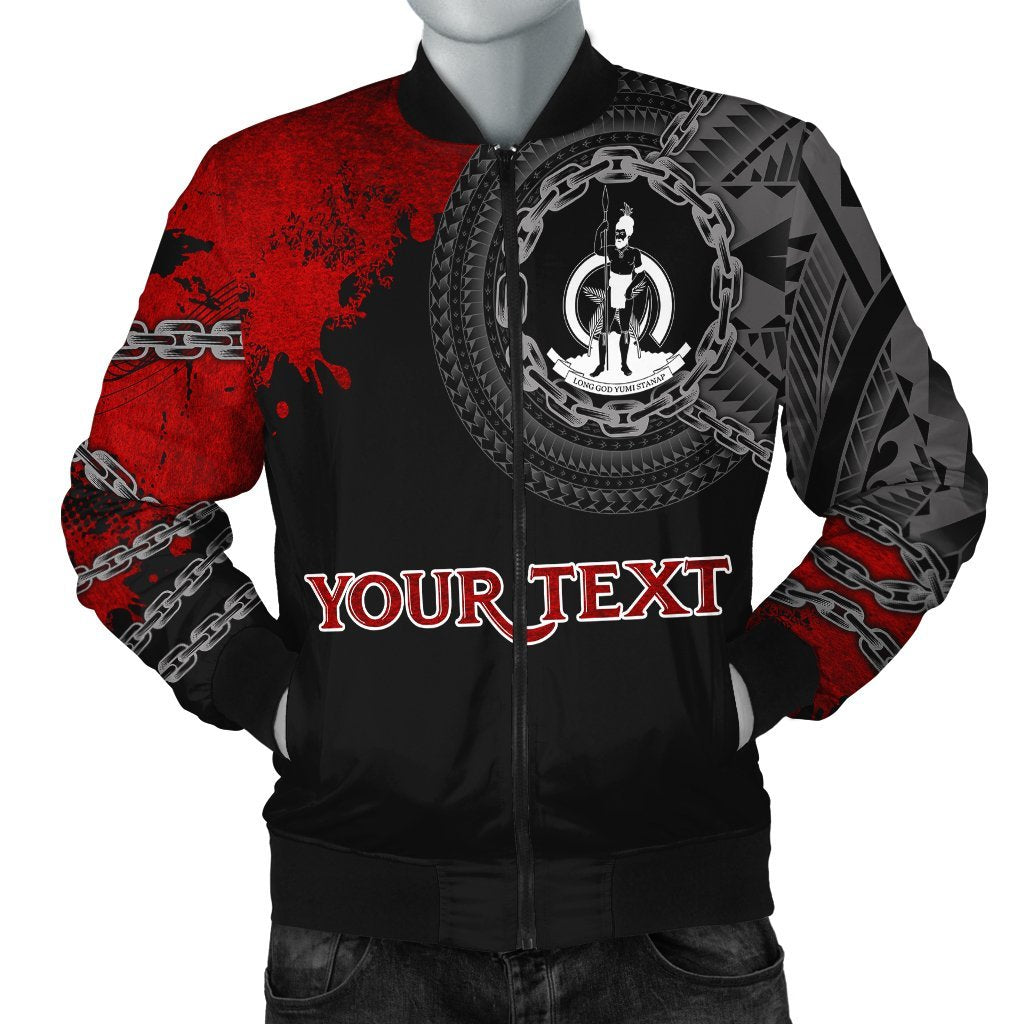 Vanuatu Polynesian Personalised Men's Bomber Jacket - Polynesian Chain Style Black - Polynesian Pride