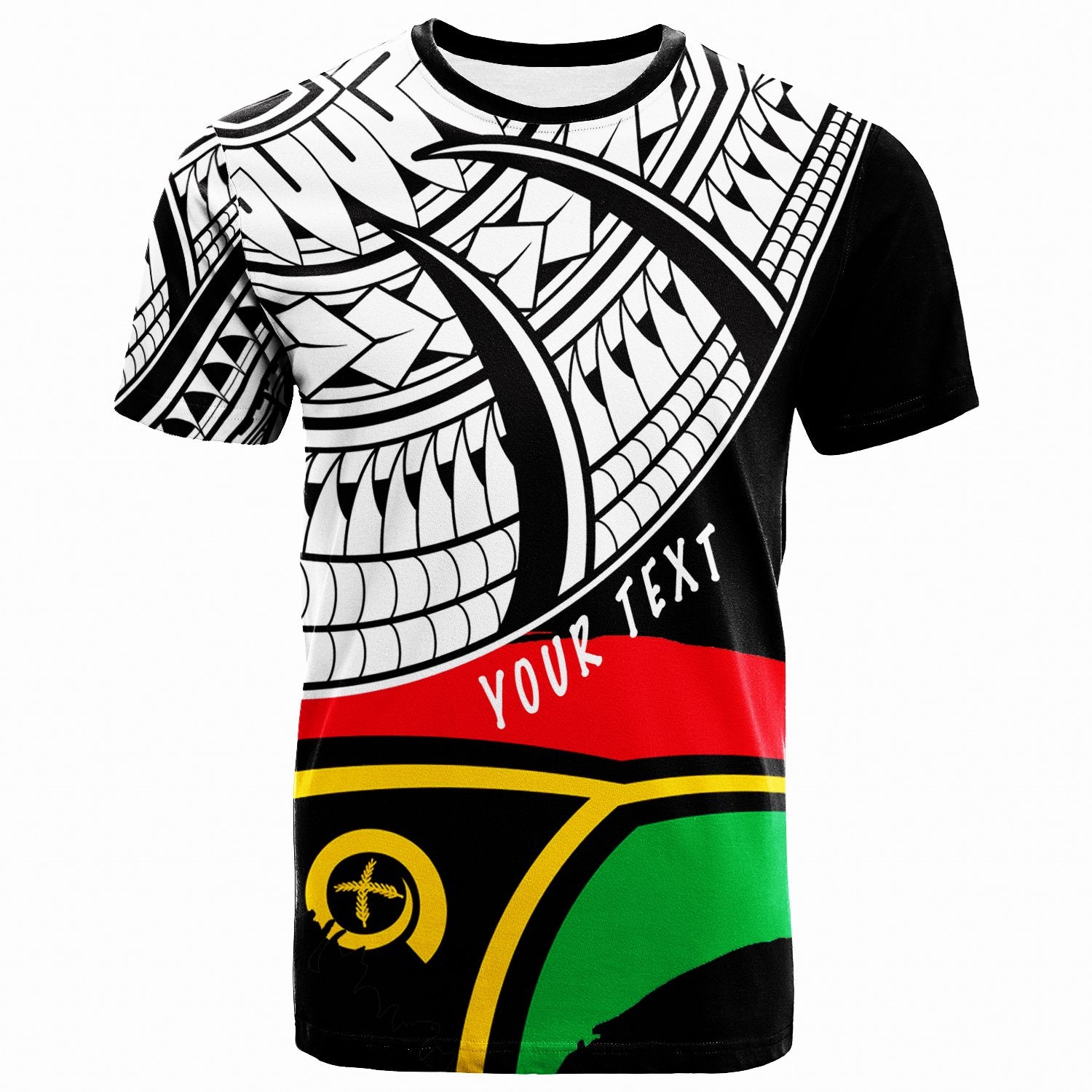 Vanuatu Custom T Shirt Claws Pattern With Flag Unisex Black - Polynesian Pride