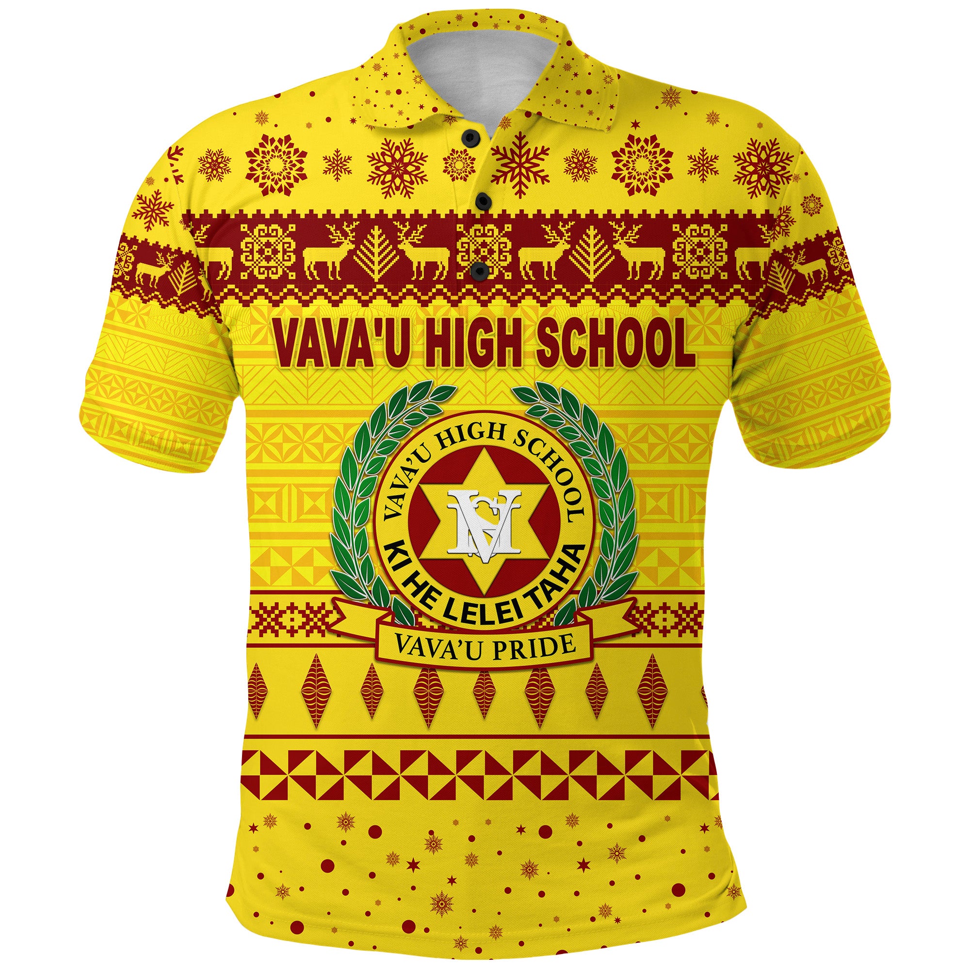 Custom Vavau High School Christmas Polo Shirt Simple Style Gold LT8 - Polynesian Pride