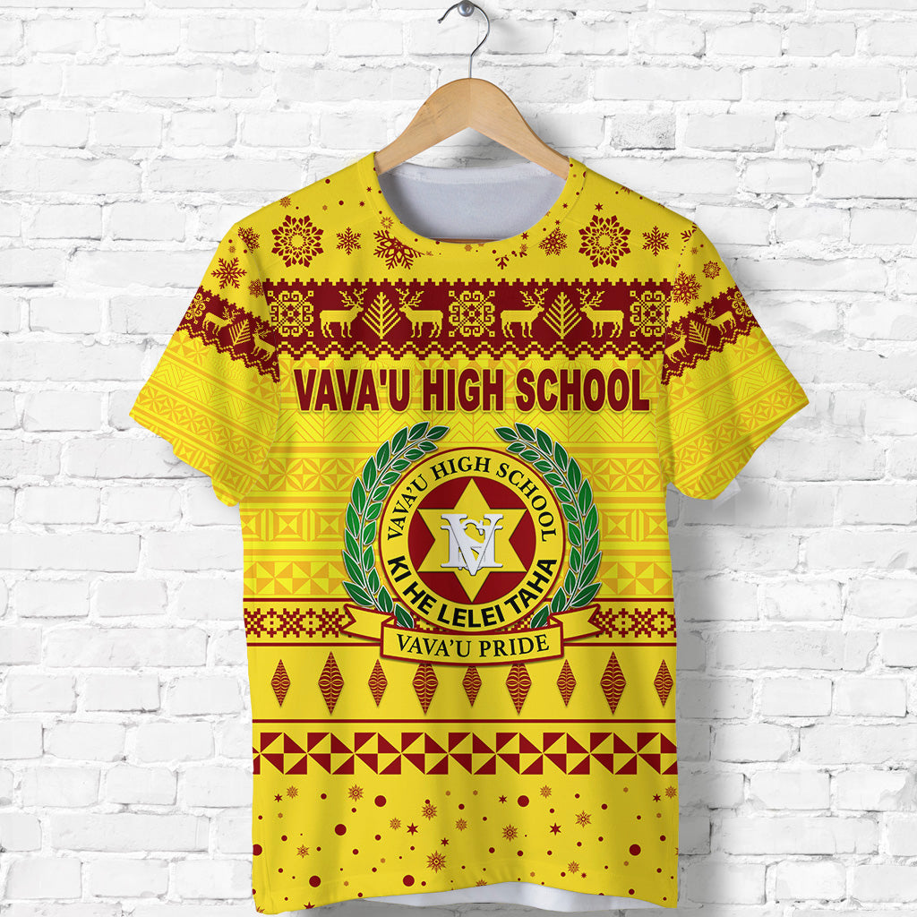 Custom Vavau High School Christmas T Shirt Simple Style Gold LT8 - Polynesian Pride