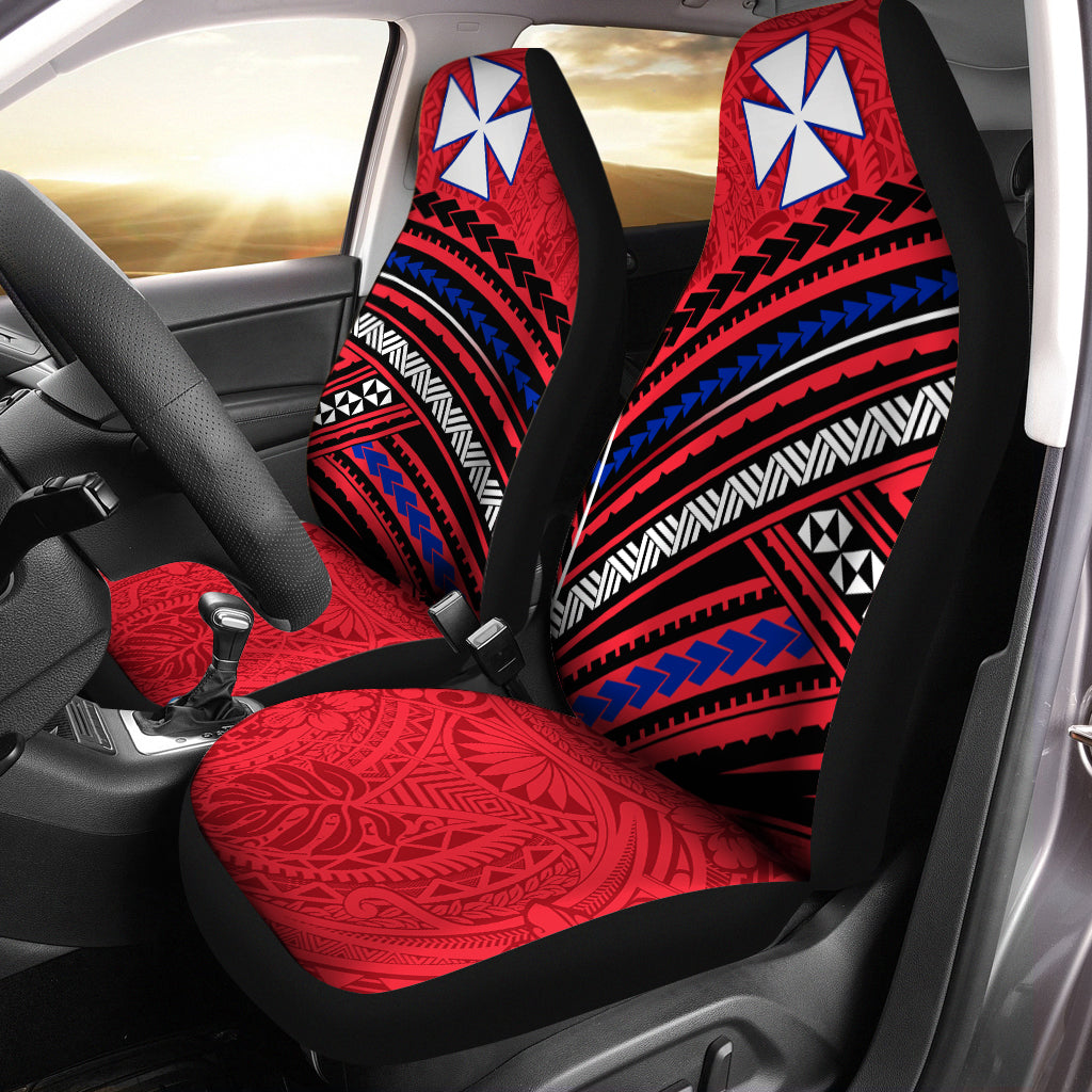 Wallis and Futuna Car Seat Covers Creative Polynesian LT13 Universal Fit Red - Polynesian Pride