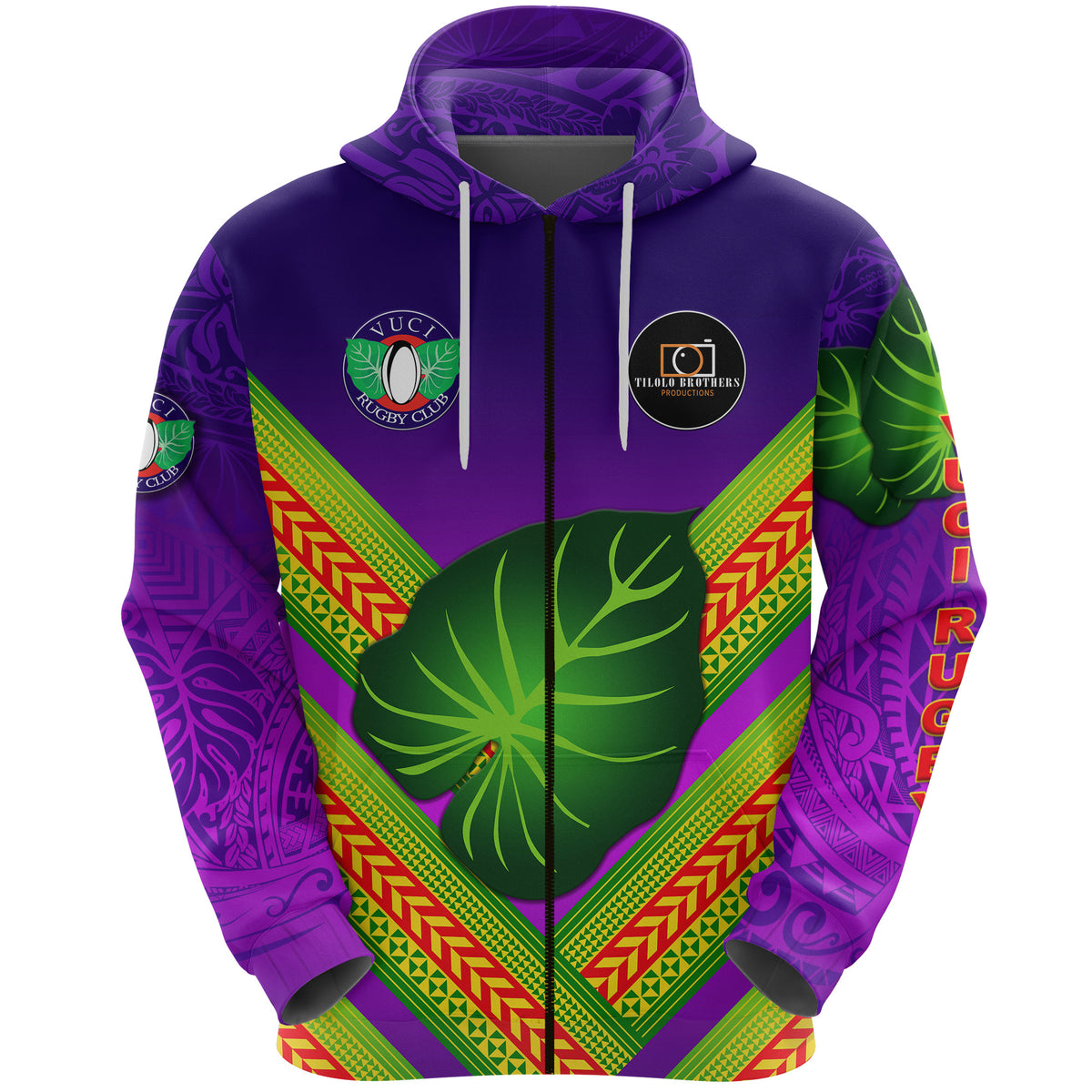 Fiji Vuci Rugby Club Zip Hoodie Creative Style Purple LT8 - Polynesian Pride