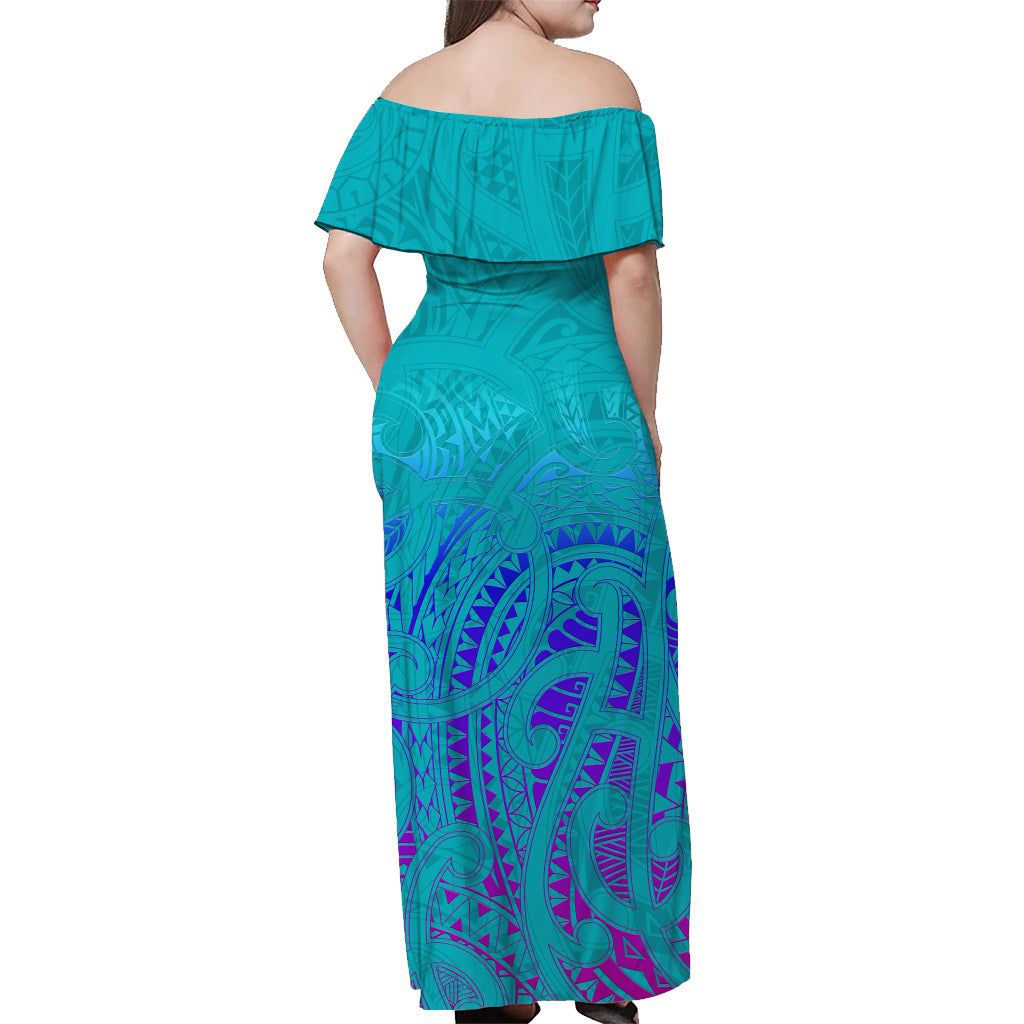 (Custom Personalised) New Zealand Off Shoulder Long Dress NZ Maori Special Ver.02 LT13 - Polynesian Pride