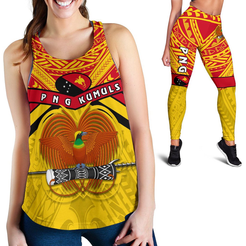 Combo Racerback Tank and Legging Papua New Guinea Rugby PNG - The Kumuls Yellow - Polynesian Pride