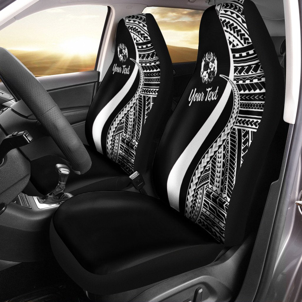 Tonga Custom Personalised Car Seat Covers - White Polynesian Tentacle Tribal Pattern Universal Fit White - Polynesian Pride