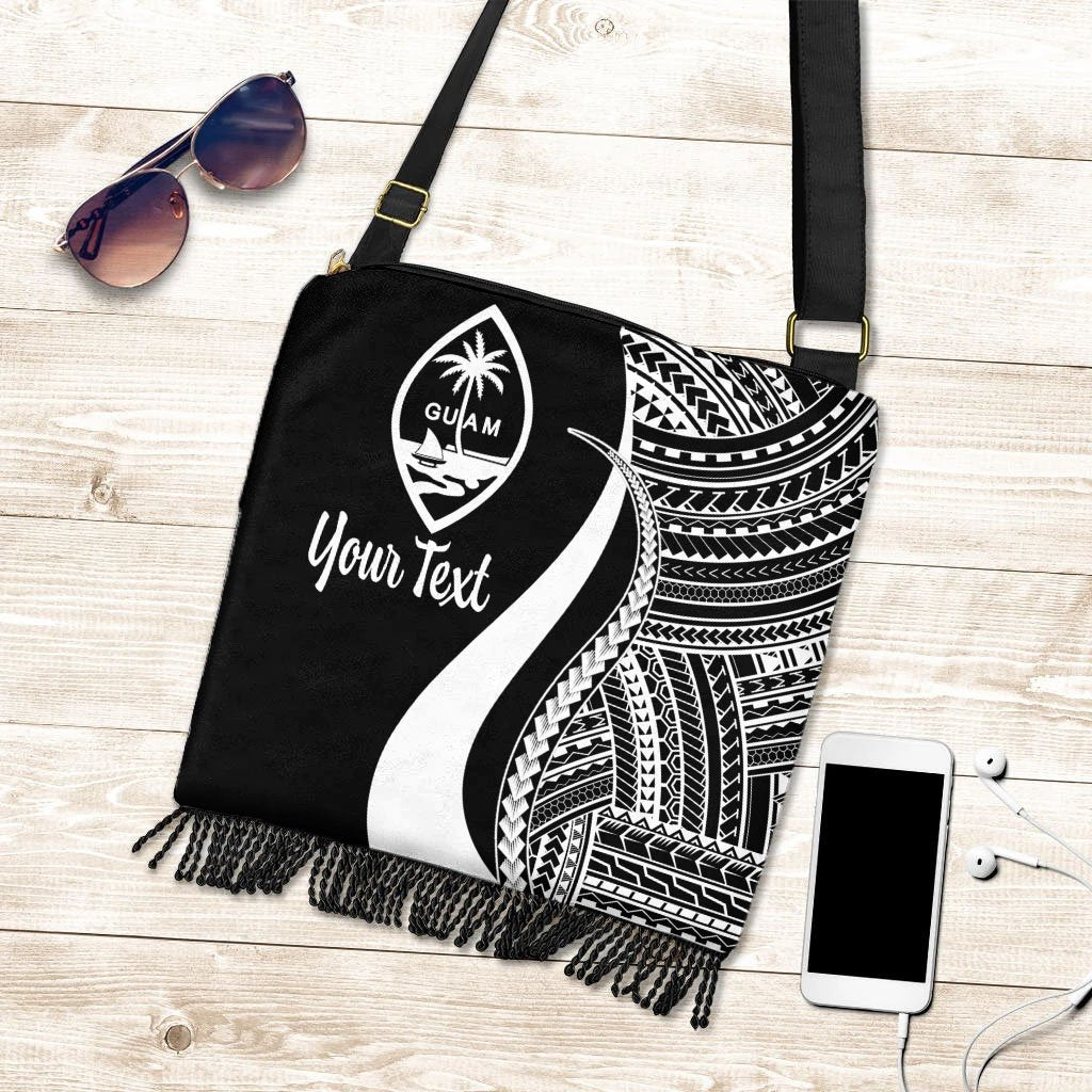 Guam Custom Personalised Boho Handbag - White Polynesian Tentacle Tribal Pattern Boho Handbag One Size White - Polynesian Pride