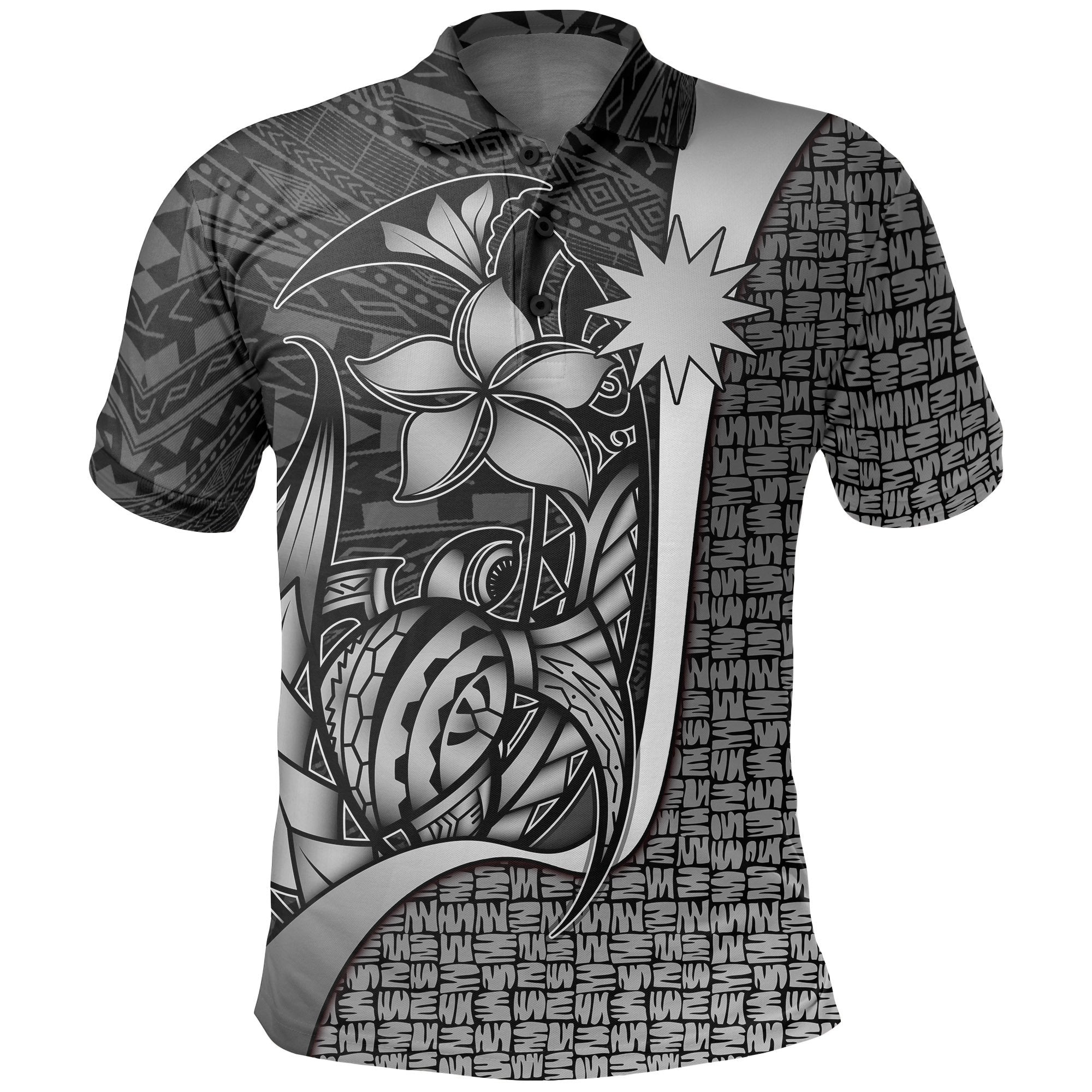 Nauru Polo Shirt White Turtle with Hook Unisex White - Polynesian Pride