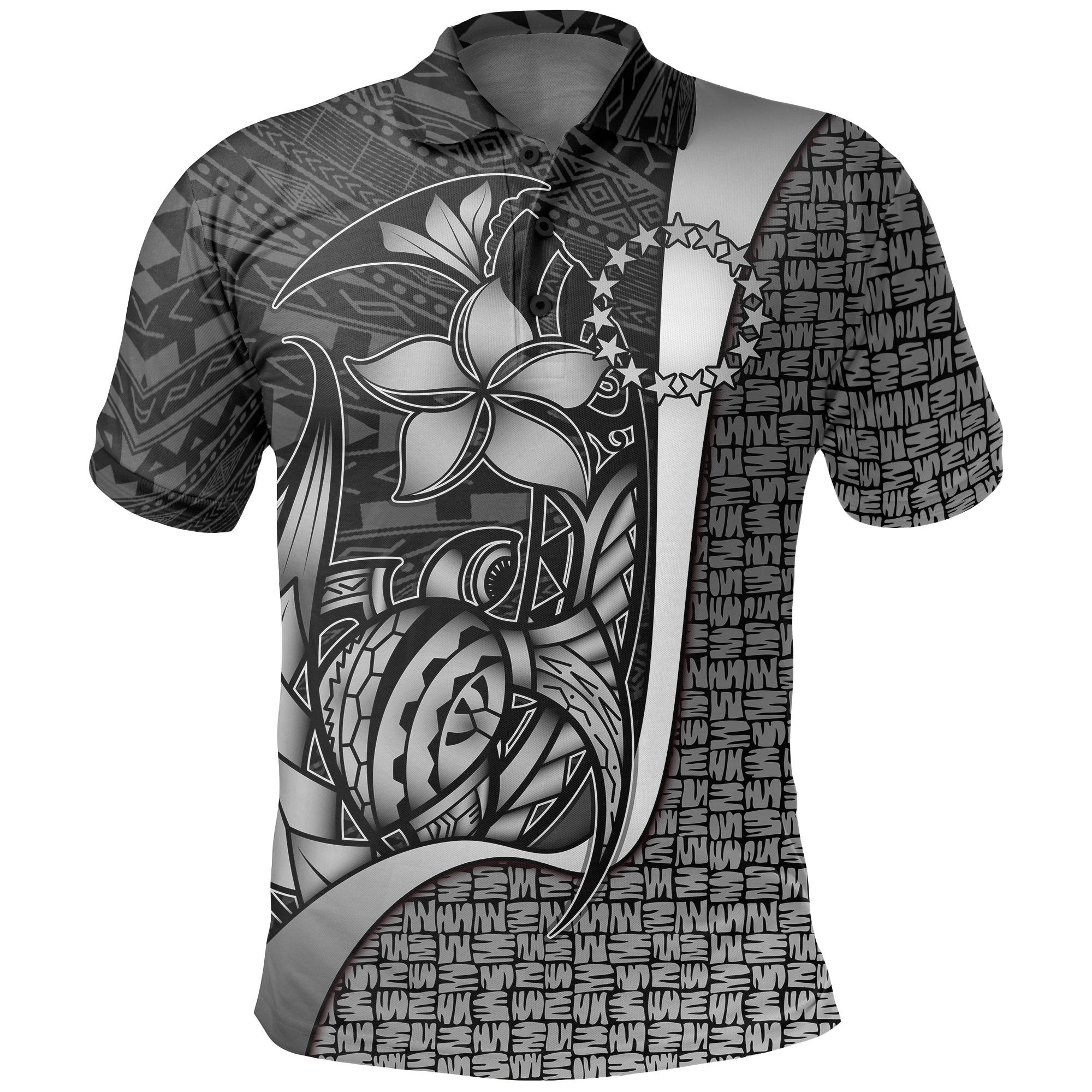 Cook Islands Polo Shirt White Turtle with Hook Unisex White - Polynesian Pride