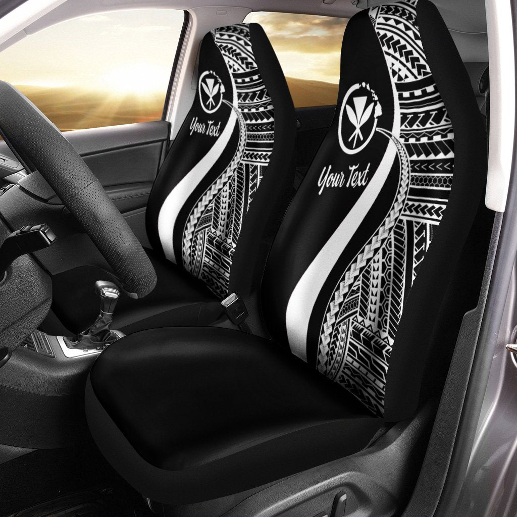 Hawaii Custom Personalised Car Seat Covers - White Polynesian Tentacle Tribal Pattern Universal Fit White - Polynesian Pride