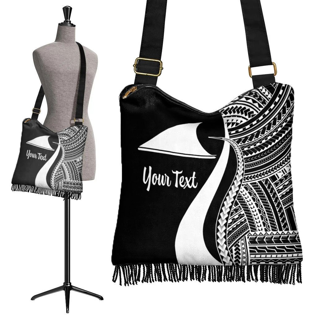 Tokelau Custom Personalised Boho Handbag - White Polynesian Tentacle Tribal Pattern - Polynesian Pride
