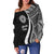 American Samoa Women's Off Shoulder Sweater - White Polynesian Tentacle Tribal Pattern - Polynesian Pride