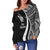 New Caledonia Women's Off Shoulder Sweater - White Polynesian Tentacle Tribal Pattern - Polynesian Pride