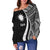 Nauru Women's Off Shoulder Sweater - White Polynesian Tentacle Tribal Pattern - Polynesian Pride