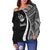 Vanuatu Women's Off Shoulder Sweater - White Polynesian Tentacle Tribal Pattern - Polynesian Pride