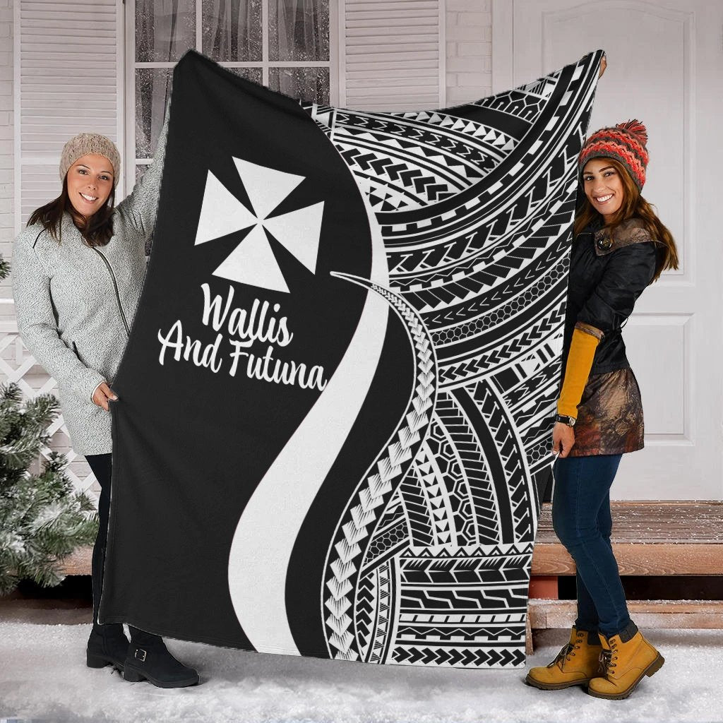 Wallis And Futuna Premium Blanket - White Polynesian Tentacle Tribal Pattern White - Polynesian Pride