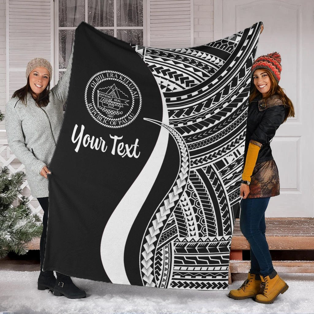 Palau Custom Personalised Premium Blanket - White Polynesian Tentacle Tribal Pattern Crest White - Polynesian Pride