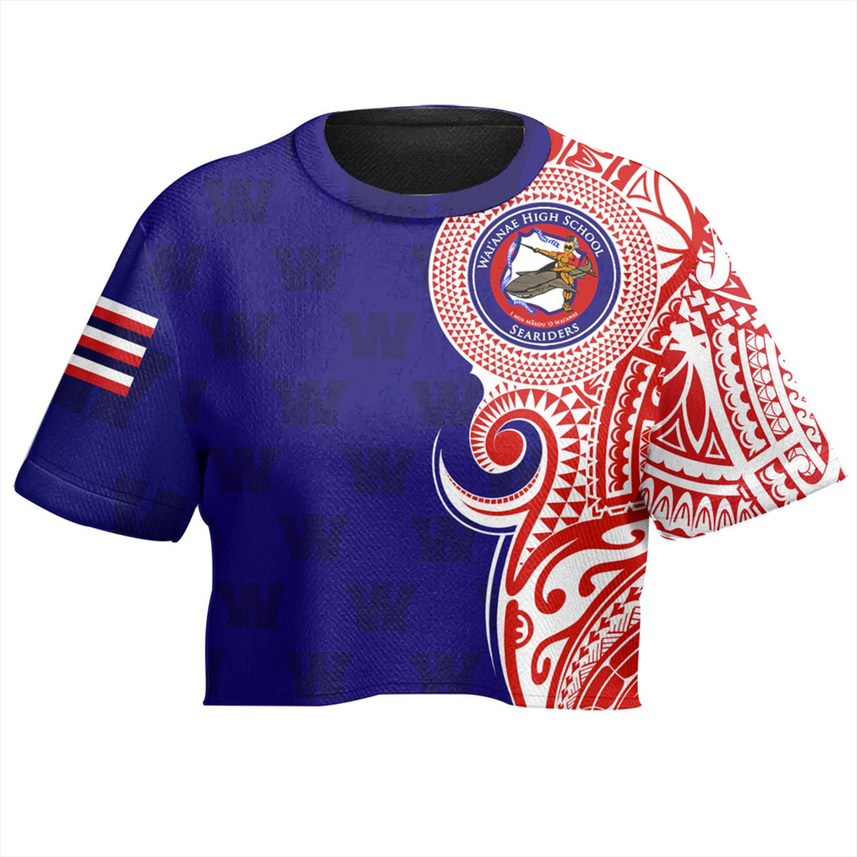 (Personalised) Hawaii - Waianae High Tribal Kakau All - over Print Crop Top T-shirt AH - Polynesian Pride