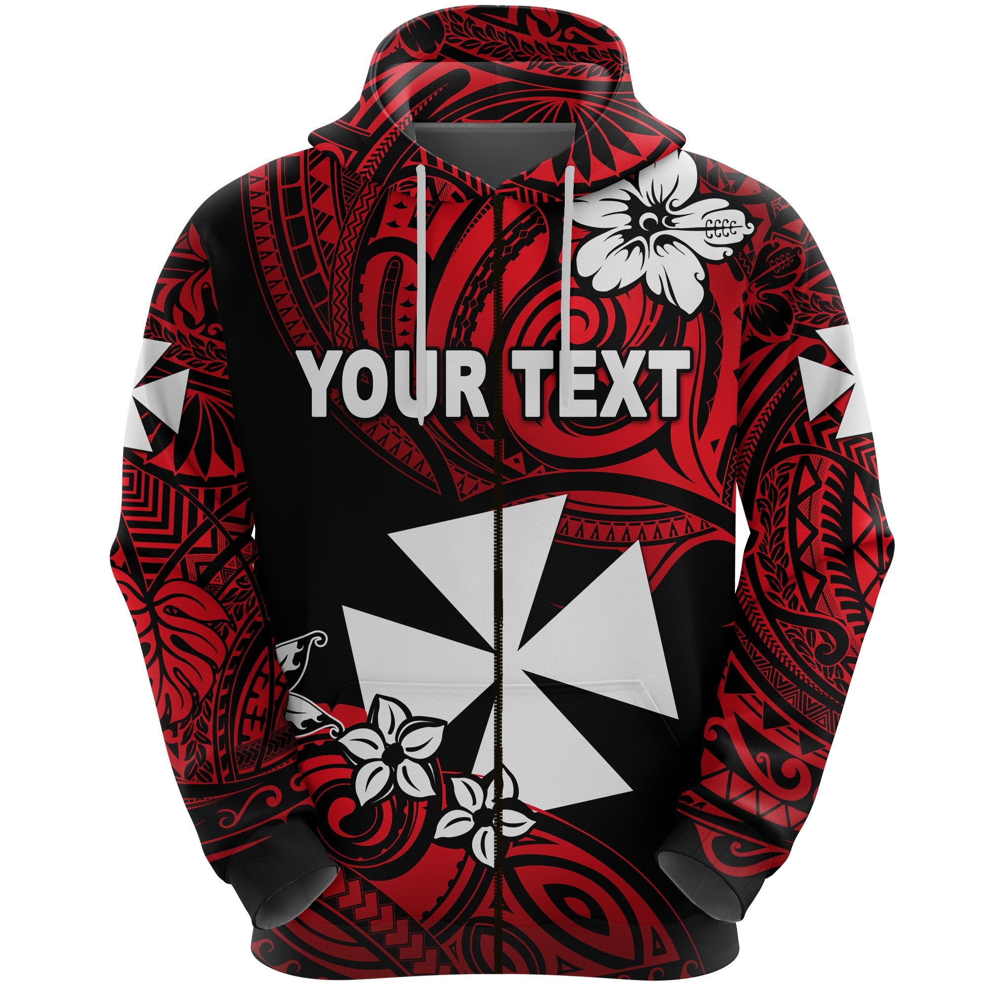 Custom Wallis and Futuna Rugby Zip Hoodie Unique Vibes Unisex Red - Polynesian Pride