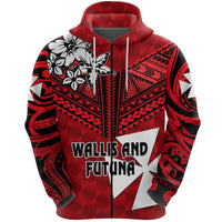 Custom Wallis and Futuna Rugby Zip Hoodie, Custom Text and Number Sporty Vibes Unisex Red - Polynesian Pride
