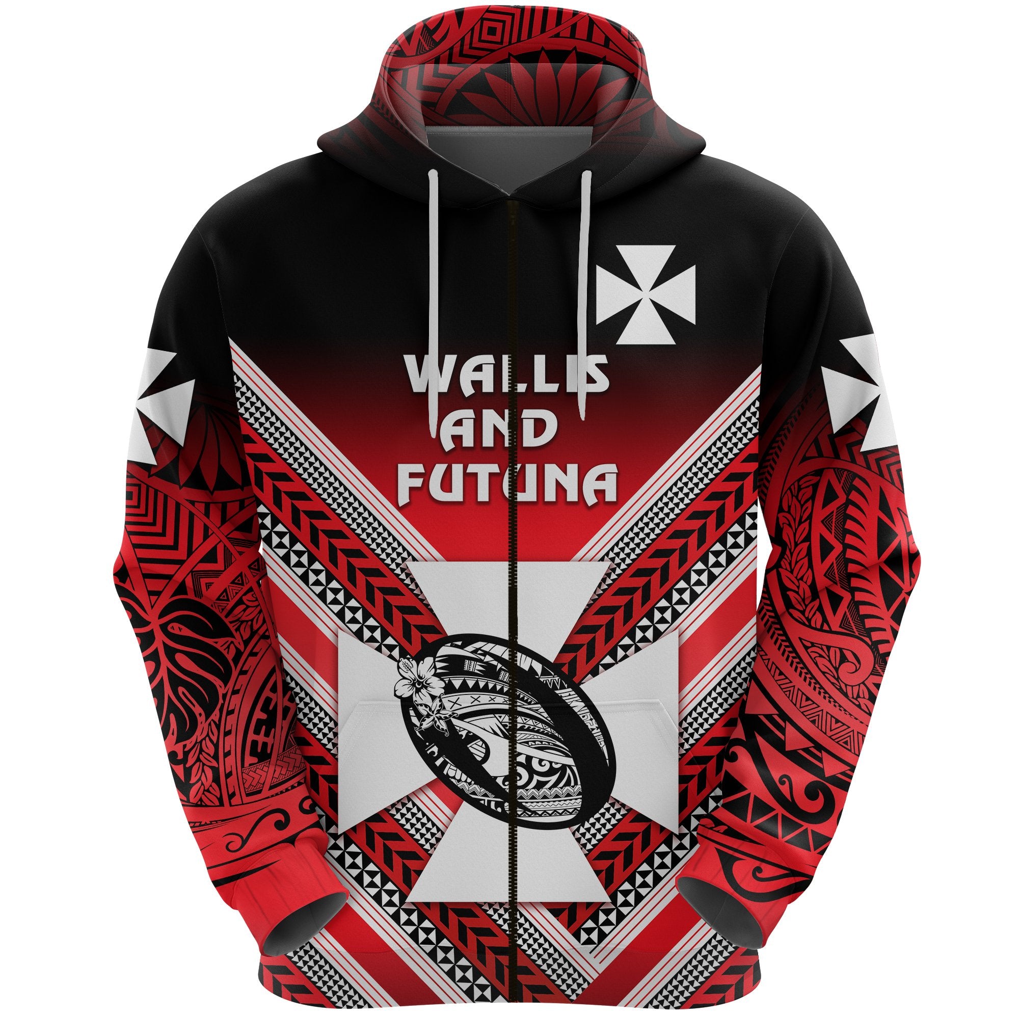 Wallis and Futuna Rugby Zip Hoodie Creative Style Unisex Red - Polynesian Pride