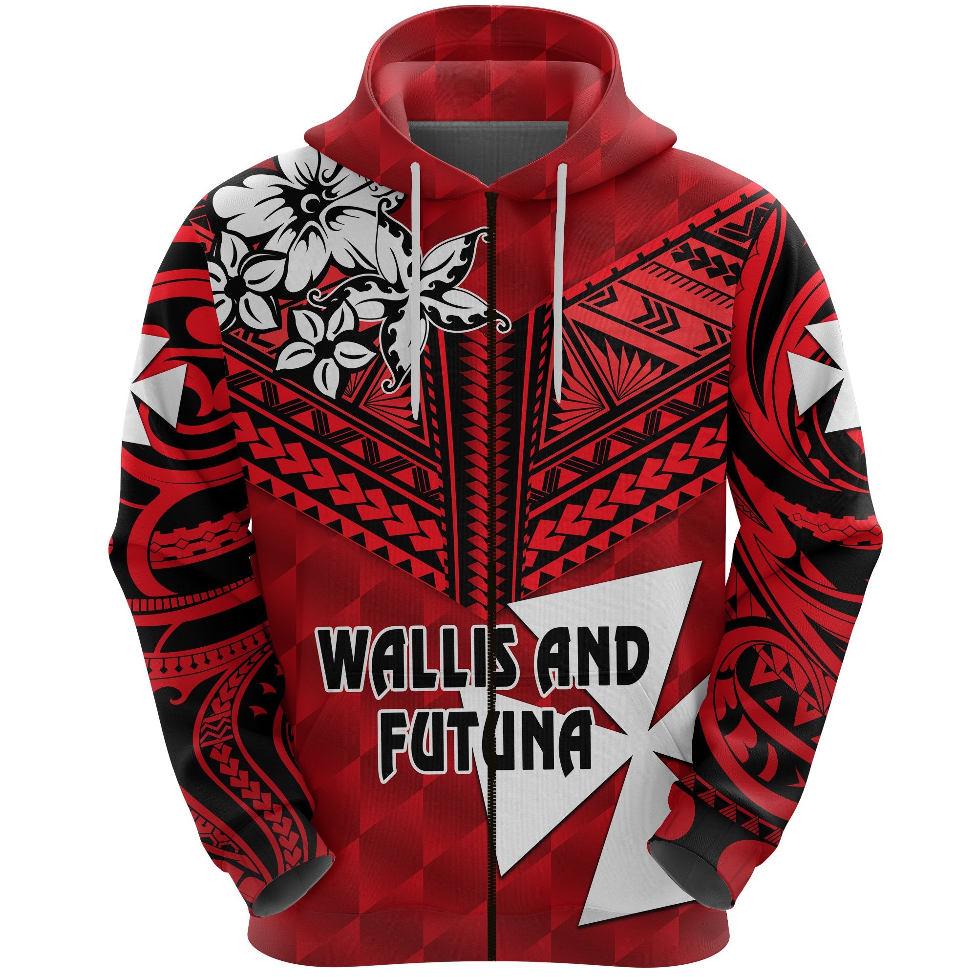 Wallis and Futuna Rugby Zip Hoodie Sporty Vibes Unisex Red - Polynesian Pride