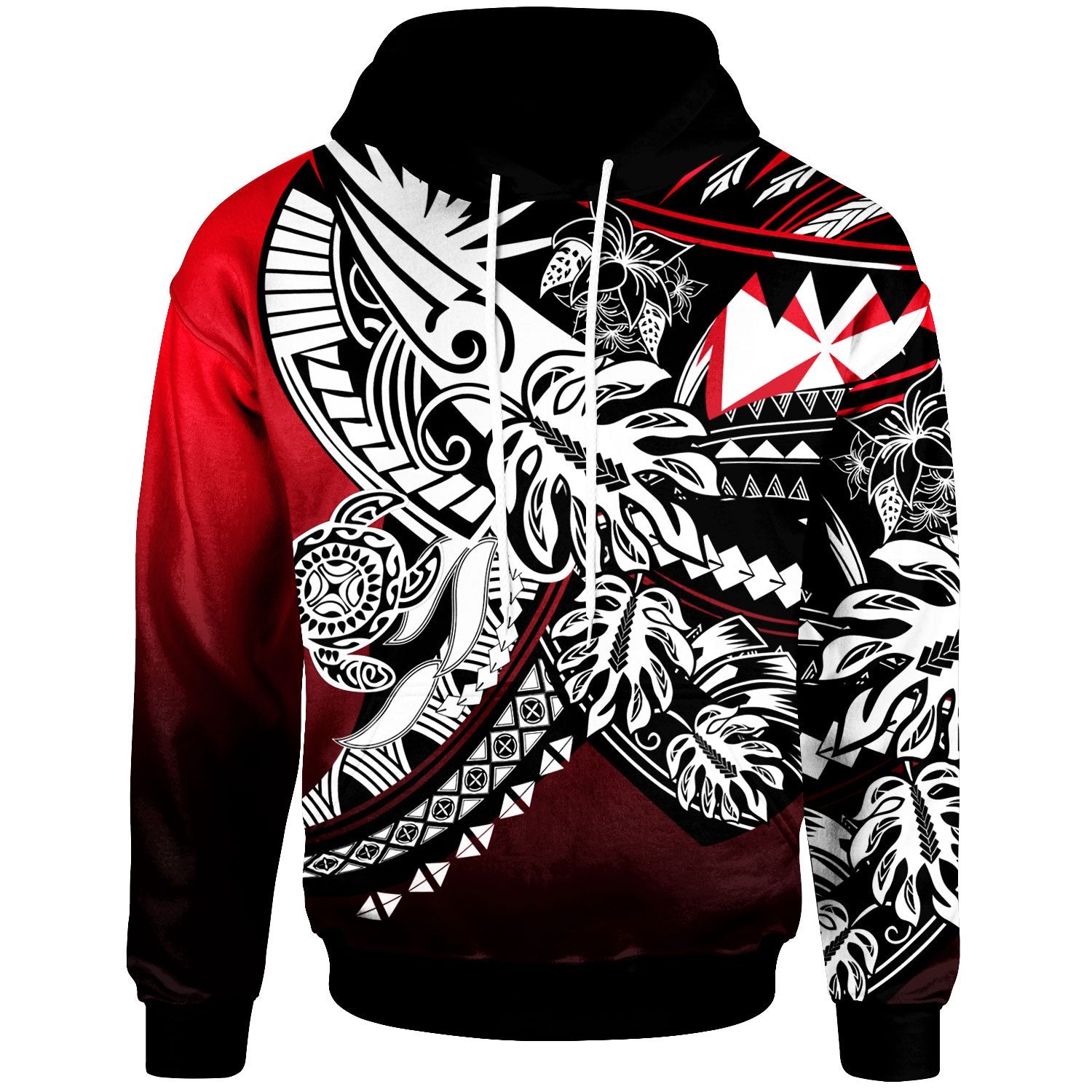 Wallis & Futuna Hoodie Tribal Jungle Pattern Red Color Unisex Red - Polynesian Pride