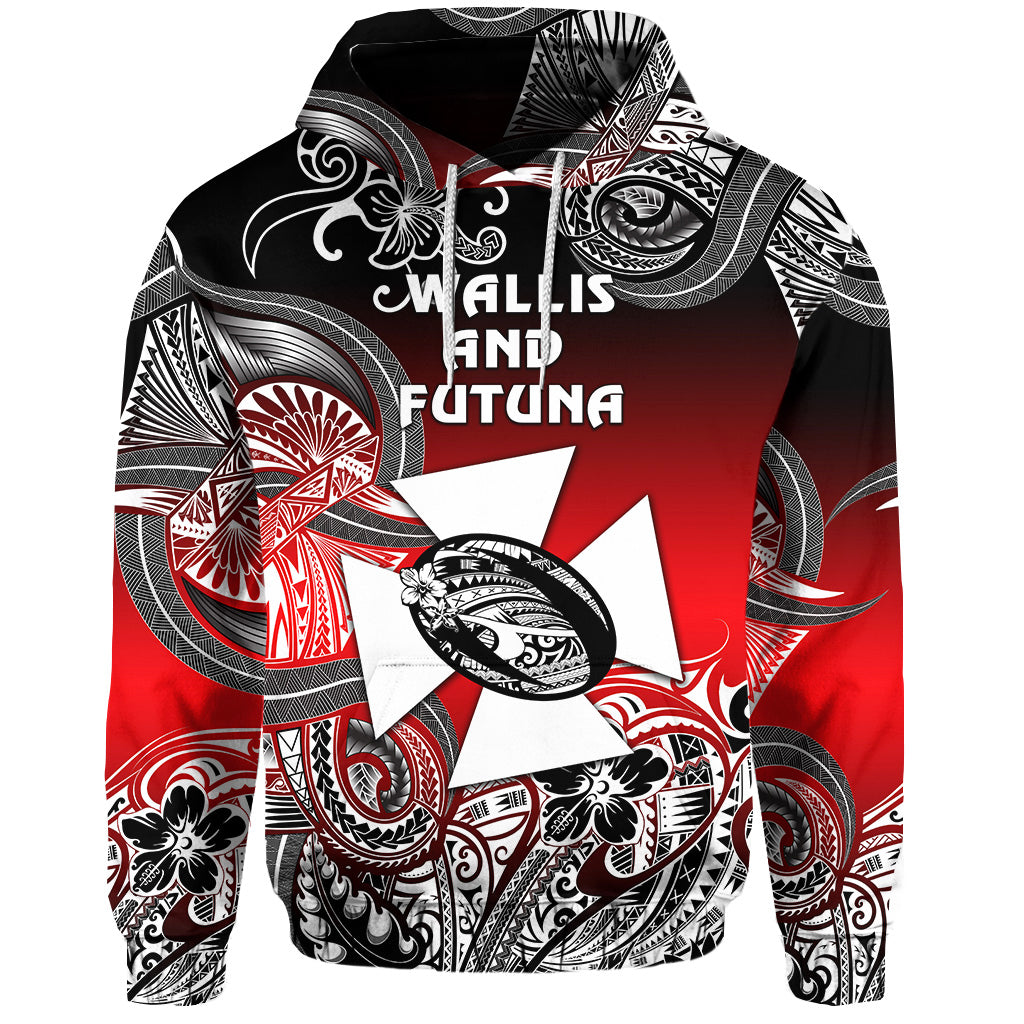 Custom Wallis and Futuna Polynesian Hoodie Unique Style Gradient Red Black LT8 - Polynesian Pride