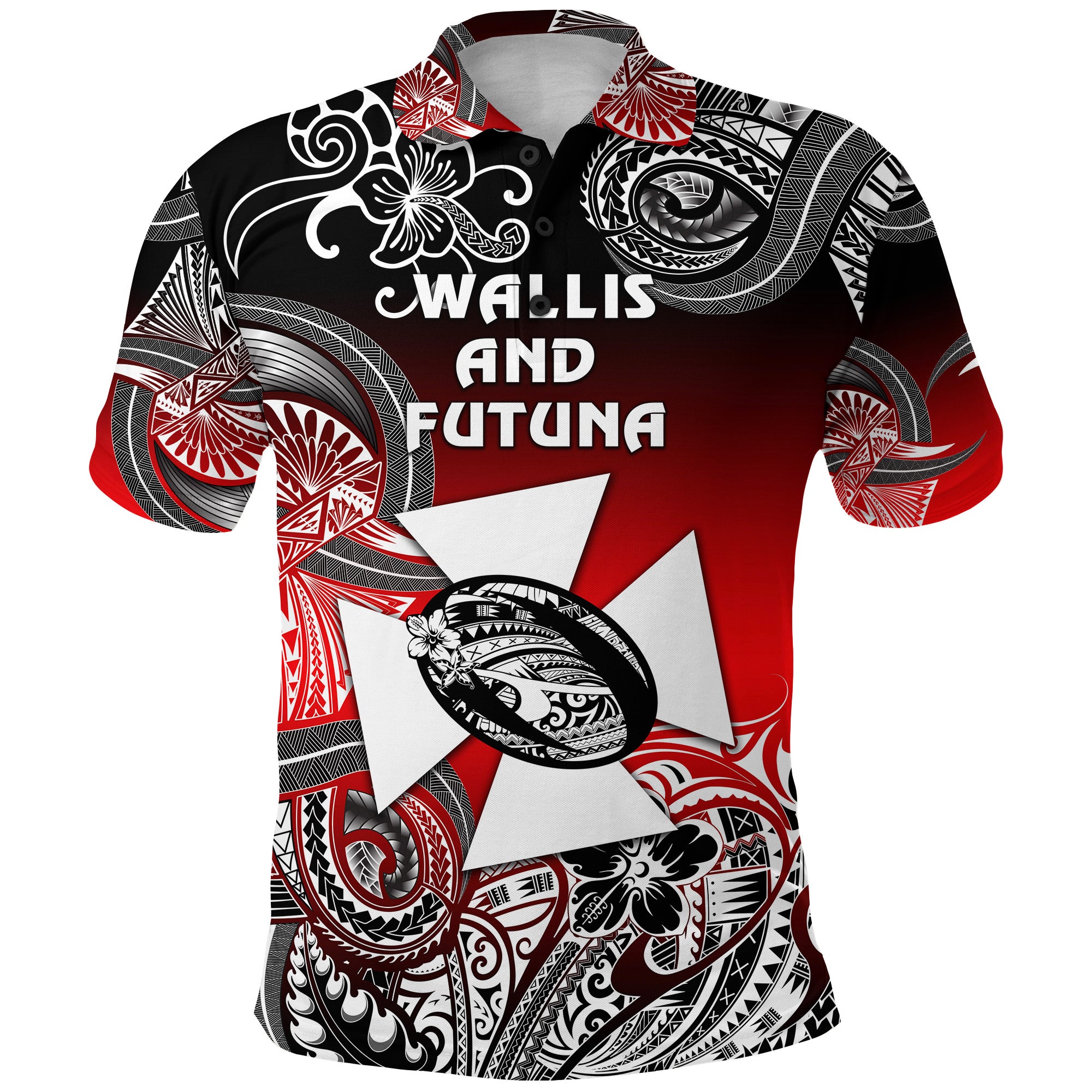 Custom Wallis and Futuna Polynesian Polo Shirt Unique Style Gradient Red Black LT8 - Polynesian Pride