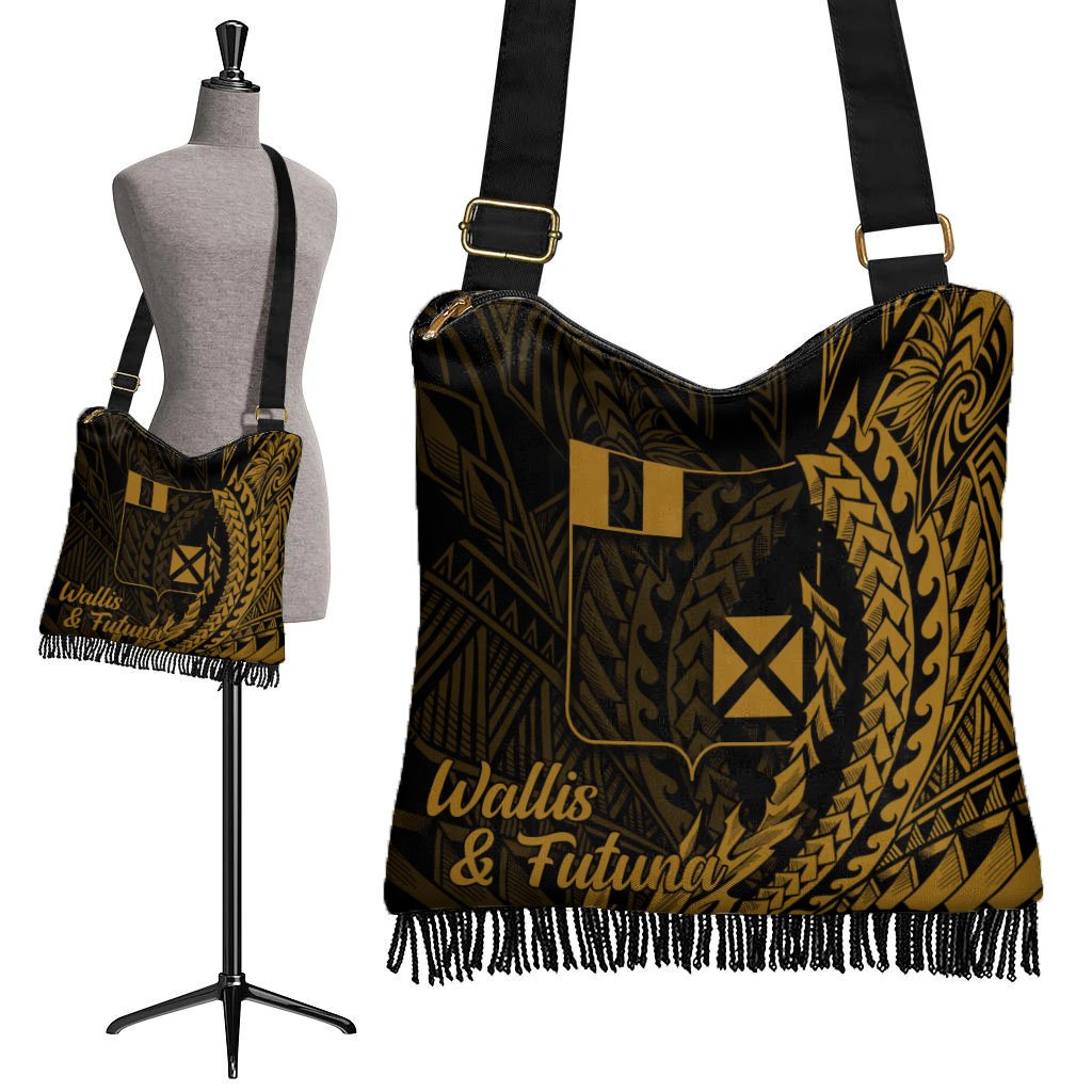 Wallis and Futuna Boho Handbag - Wings Style One Size Boho Handbag Black - Polynesian Pride