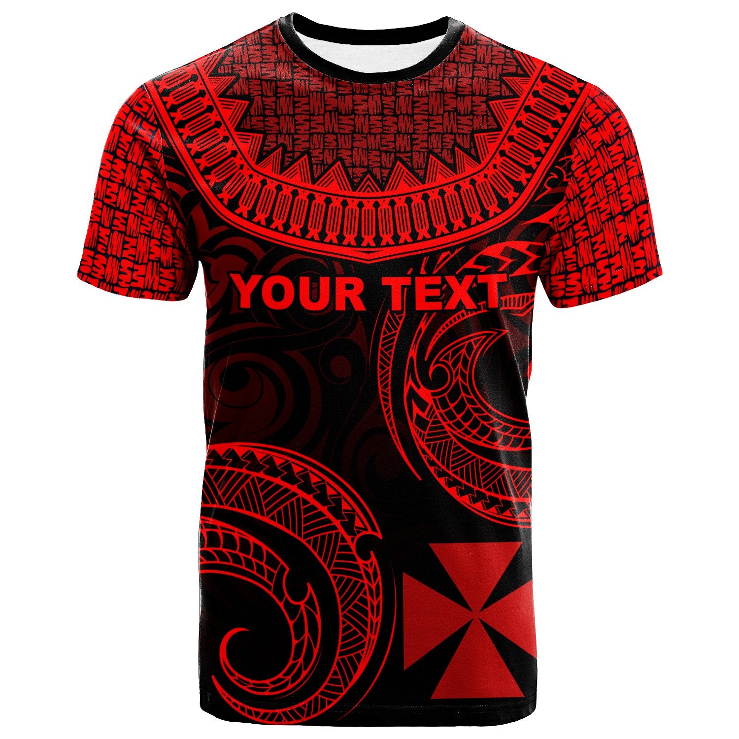 Wallis and Futuna Custom T Shirt Unique Serrated Texture Red Unisex Red - Polynesian Pride