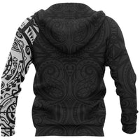 New Zealand Maori Zip Hoodie, Maori Warrior Tattoo Full Zip Hoodie White - Polynesian Pride
