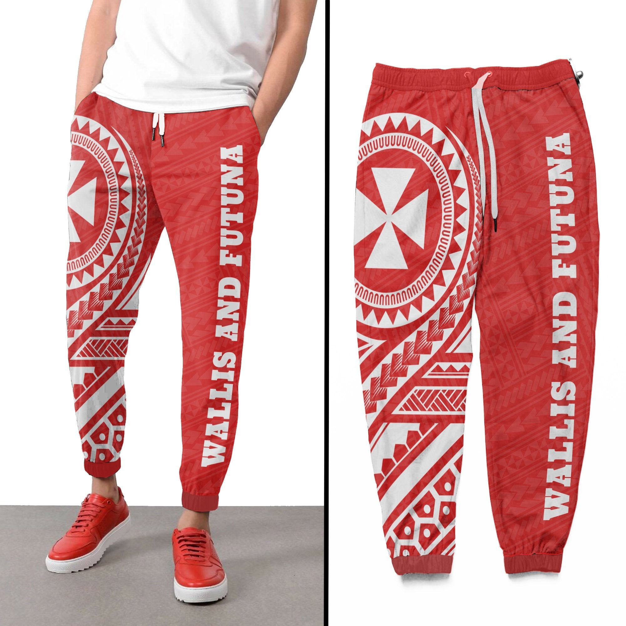 Wallis And Futuna Rising Sweatpants A16 Unisex Red - Polynesian Pride