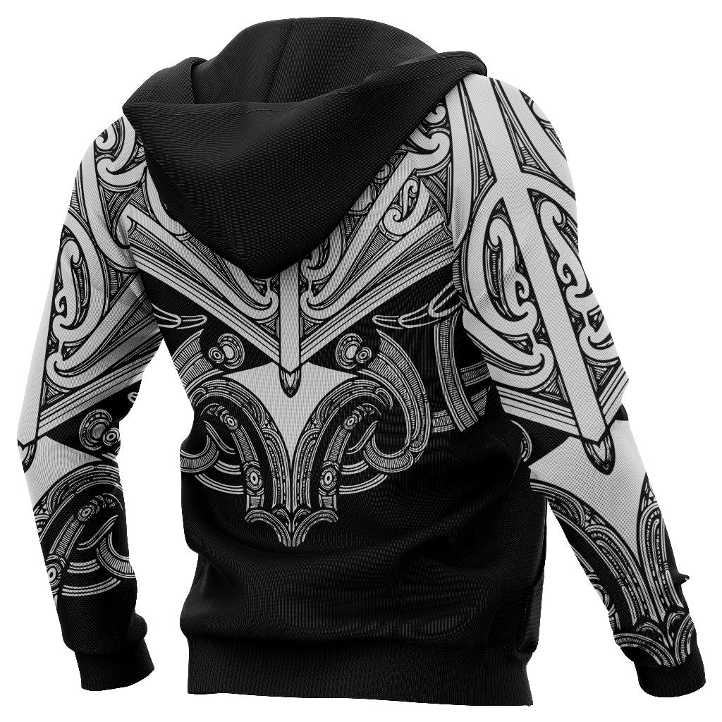 Maori Tattoo Hoodie Hei Matau Abalone White - Polynesian Pride