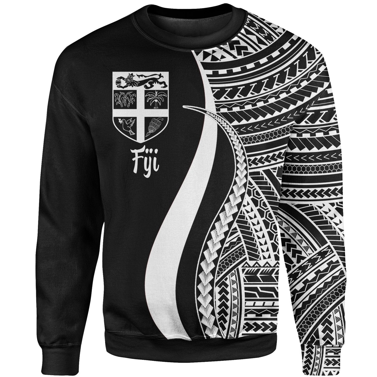 Fiji Sweatshirt - White Polynesian Tentacle Tribal Pattern Unisex White - Polynesian Pride