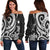 Marshall Islands Women's Off Shoulder Sweater - White Tentacle Turtle White - Polynesian Pride