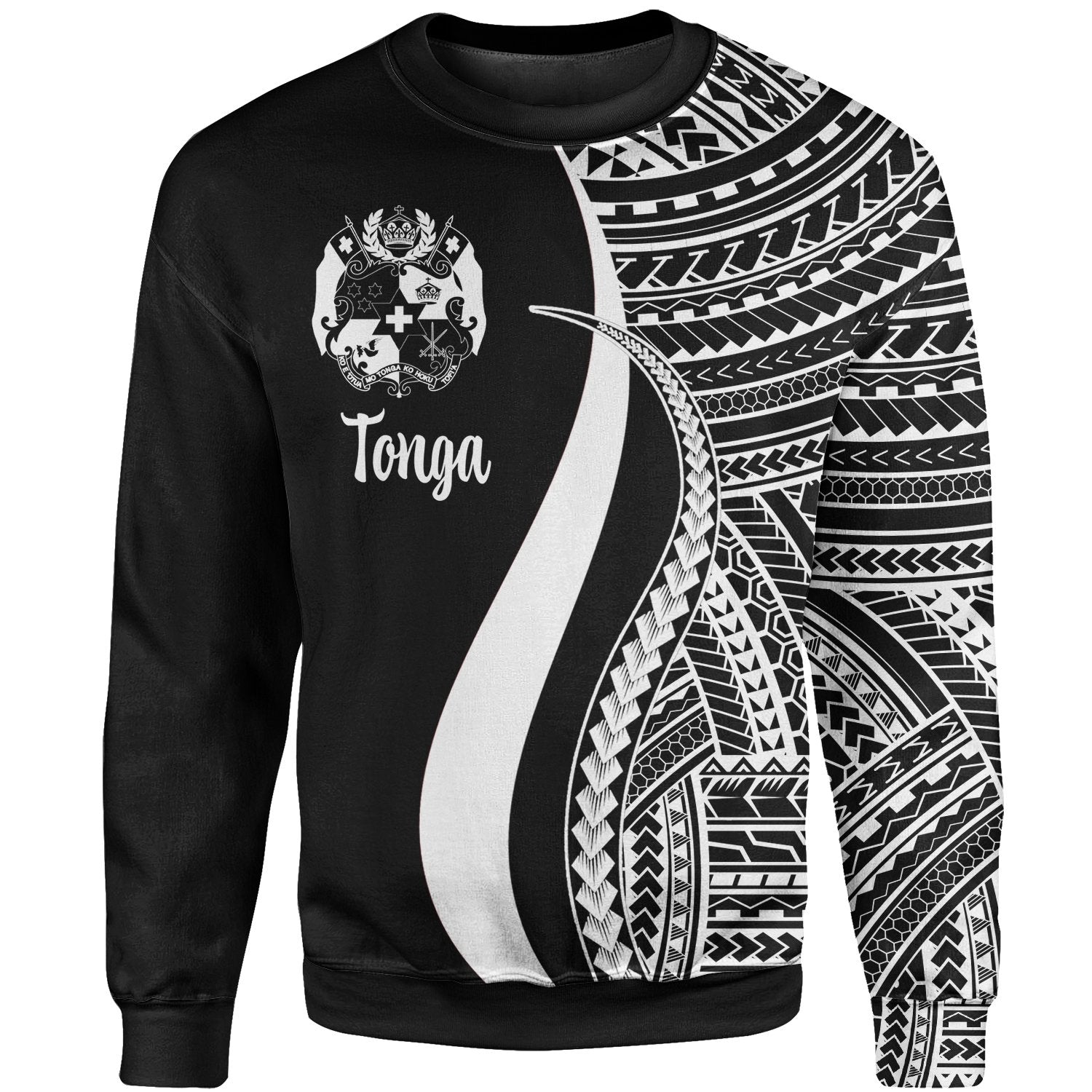 Tonga Sweatshirt - White Polynesian Tentacle Tribal Pattern Unisex White - Polynesian Pride