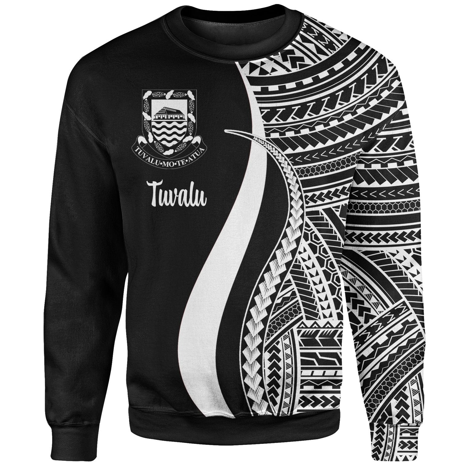 Tuvalu Sweatshirt - White Polynesian Tentacle Tribal Pattern Unisex White - Polynesian Pride