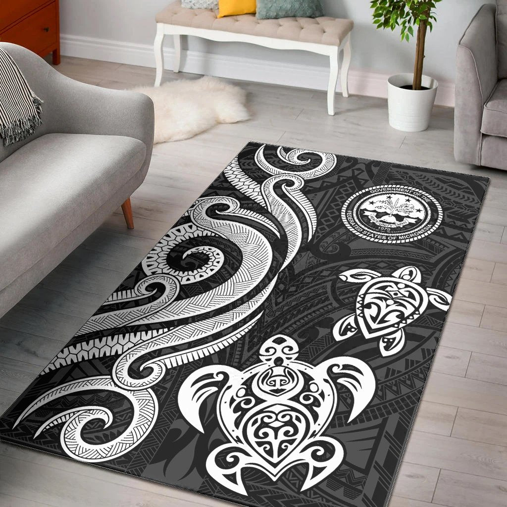 Federated States of Micronesia Area Rug - White Tentacle Turtle White - Polynesian Pride