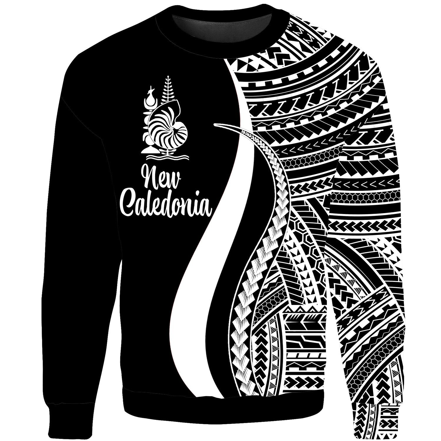 New Caledonia Sweatshirt - White Polynesian Tentacle Tribal Pattern Crest Unisex White - Polynesian Pride