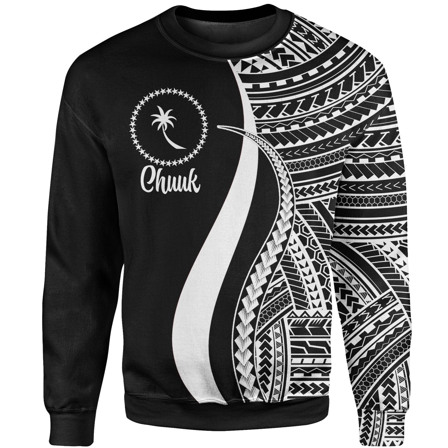 Chuuk Sweatshirt - White Polynesian Tentacle Tribal Pattern Unisex White - Polynesian Pride