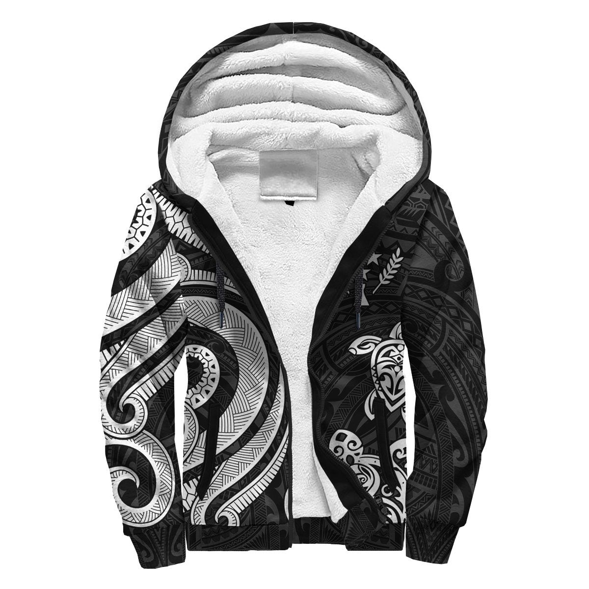 Kosrae Sherpa Hoodie - White Tentacle Turtle White - Polynesian Pride