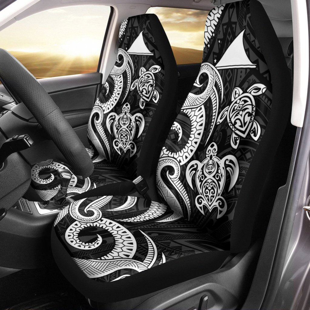 Tokelau Car Seat Covers - White Tentacle Turtle Universal Fit White - Polynesian Pride